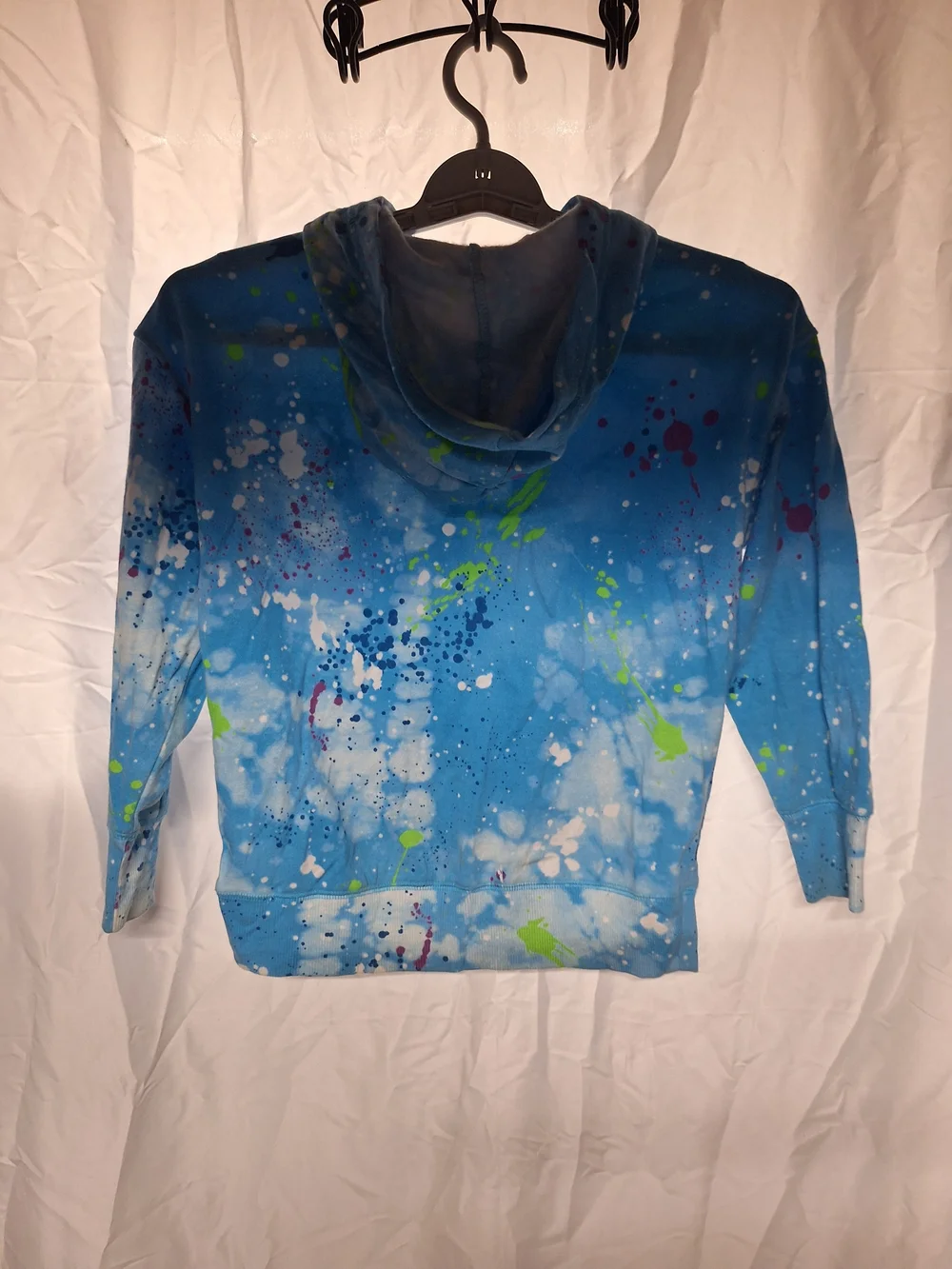 Justice Blue Paint-Splash Pullover Hoodie